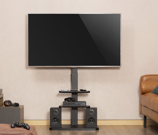 Meuble TV avec étagères de rangement, rotatif, 37 pouces à 75 pouces