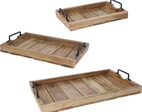 Plateau - Bois - Rectangle - 57 x 38 x 4 cm - Varios