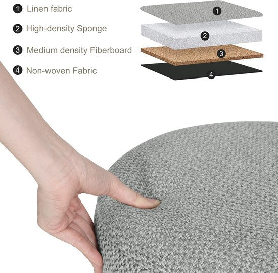 Rootz Hocker - Tabouret - Tabouret - Siège de rangement - Banc - Tabouret - Meuble - Gris clair - Ø39x33 cm