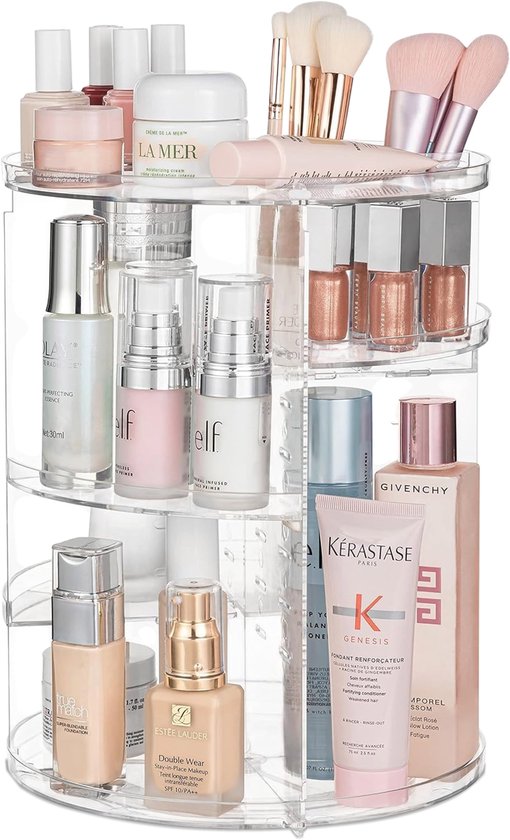 Organisateur de maquillage pivotant - Transparent - Pivotant - Pour - Pinceaux de maquillage - Éponge de maquillage - Table de maquillage - Coffret filles - Coffret cadeau - coffret enfants - pour filles
