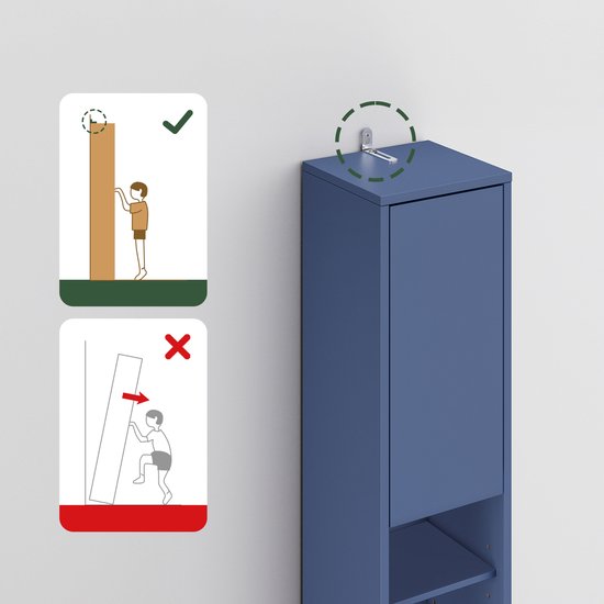 SoBuy Armoires de salle de bain hautes - Armoire de rangement avec étagères réglables et tiroir - Armoire colonne salle de bain - Bleu, 20x20x180cm, BZR34-II-B - pour salle de bain, salon, chambre à coucher