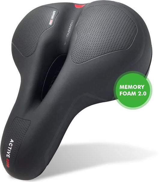 Selle de vélo Travelhawk - Selle de ville - Extra Confortable - Ventilante - Unisexe - Noire