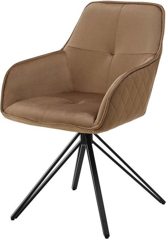 Chaise de salle à manger / Chaise pivotante / Chaise seau Clyde - Cognac - Piètement métal