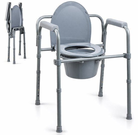 Safe Age® Toilet Chair 3-in-1 - pliable et réglable en hauteur - rehausseur de toilettes et chaise postale avec seau - jusqu'à 160 kg - pour les personnes âgées et le rétablissement - po chair - toilet chair