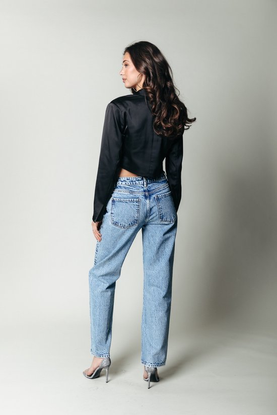 Pantalon en jean droit à taille moyenne Colourful Rebel Jones Rhinestone - S