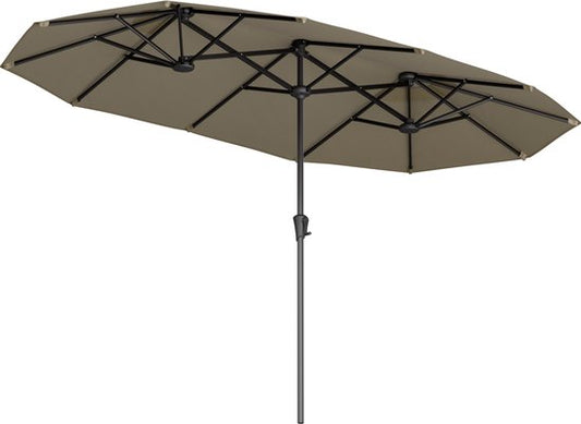 LifeGoods Parasol double - jardin - 220x400cm - jusqu'à 8 personnes - imperméable - UPF50+ - Taupe