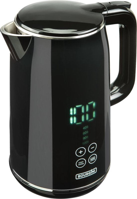 Bouilloire numérique Bourgini Cool Touch - 1.7L - Noir