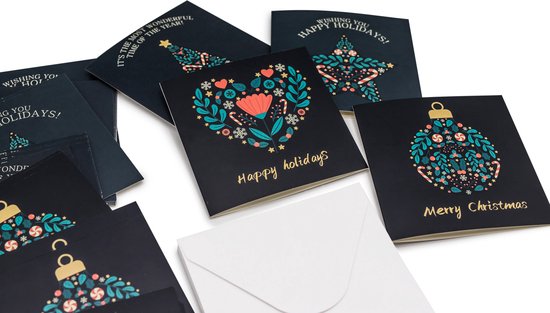Giftmas Cartes de Noël - Cartes de vœux - 52 pièces - Avec enveloppes et autocollants - 10x10cm