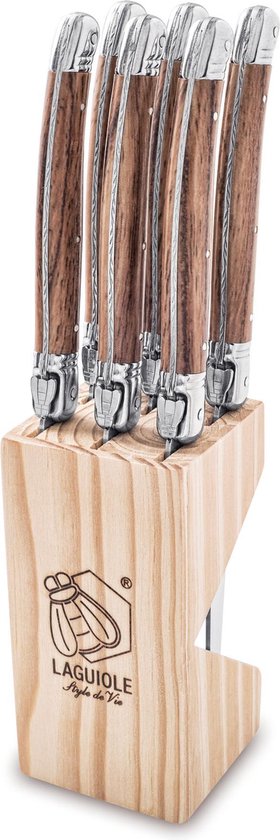 Laguiole Style de Vie Couteaux de table Premium Line - 6 pièces - couleur bois