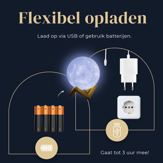 Denver Moon Lamp 3D - Bluetooth Speaker Wireless - Bedroom Table Lamp - Music Sync - Incl. Remote Control - Moon Lamp - LBS150