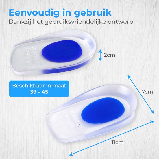 Nuvance - Heel Spur Orthotics - Heel Protectors - Insoles - Heel Spur - 2 Pieces for Size 39-45 - Blue