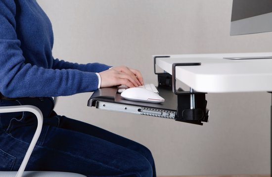 Plateau à clavier sous le bureau - VDD Gaming - support de clavier - siège ergonomique - réglable en hauteur et extensible - gris