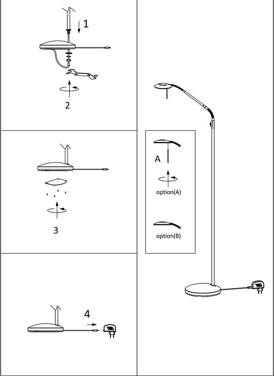Lampadaire Steinhauer Zenith LED - Acier