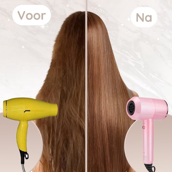 Sansbeauté® Hair Dryer with Diffuser - Ionic Hair Dryer - Brush - Travel Hair Dryer - 3 Attachments - Curls - Coolshot - 3 Stages - Hair Dryer with Diffuser - Hair Dryer - 2000W - Pink