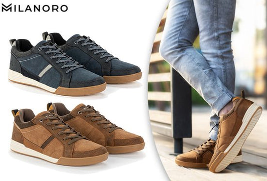 Milanoro - Baskets confortables pour homme - Cognac - Taille 43