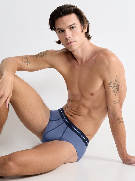 sloggi Start Midi 2-Pack Briefs - Hommes - Coton/Elastane - Taille normale - Bande élastique - Bleu/Multi - Taille XL