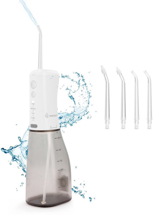 Wellhealth Water Flosser - Rechargeable avec USB - 3 supports et buse rotative à 360