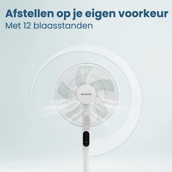 Auronic Ventilateur sur trépied - Ventilateur sur pied - Refroidisseur d'air - Ventilateur de sol et de table - 3 en 1 - 12 vitesses - Ventilateur silencieux - Ventilateur - Avec télécommande - Blanc