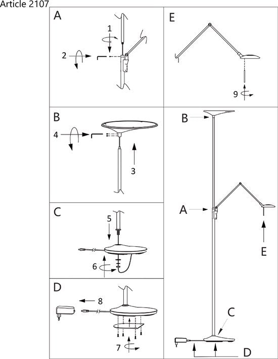 Lampadaire Steinhauer Zodiac LED - Noir