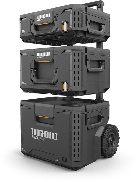Toughbuilt StackTech Set Tool Box Storage with Wheels 3 pcs ( TB-B1S3-B70R ) IP65 + 2x StackTech Tool Box Black