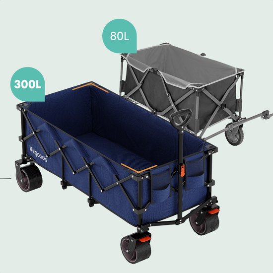 LifeGoods Wagon - XXL - pliable - 300L - 150KG de capacité de charge - bleu