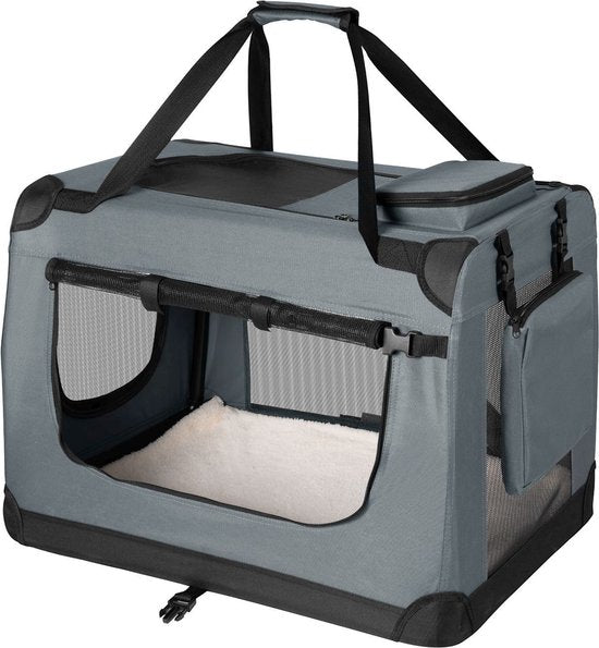 Juskys - Boîte de transport pliante pour chien Bench Lassie L - 70x50x52 cm - Polyester gris et métal - Souple et pliable - Panier de voyage confortable pour les déplacements - 26233
