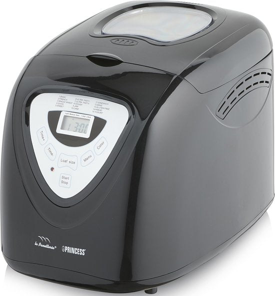 Princess Breadmaker 152009 - Minuteur - Affichage digital - 15 programmes de cuisson - Programme sans gluten - 900 Gr - 600 Watt - Noir/Argent