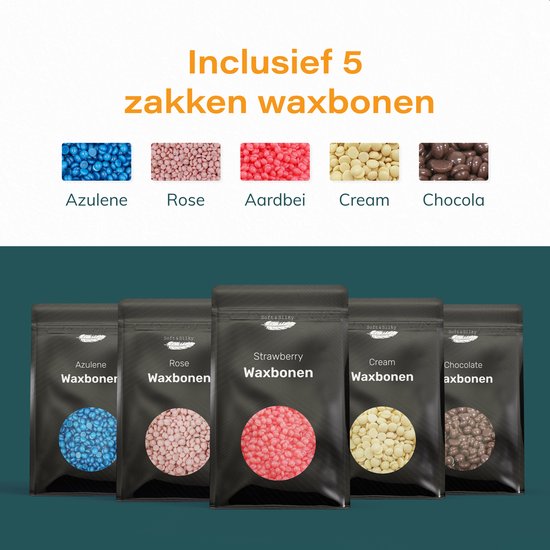 Ruby Wax device set - incl 100 grammes Wax beans - Épilatoire - appareil - chauffage - chauffage - perles - résine - épilation - noir