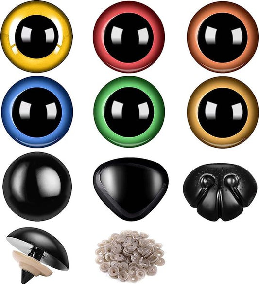 Yeux de sécurité colorés de Faas - 100 pièces - Nez de sécurité et rondelles inclus - Couleurs multiples