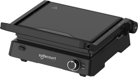 Safecourt Kitchen - Contact Grill 3-en-1 - Grille-pain, grille-pain et plaque de gril - Plaques amovibles - Sans PFAS - Noir