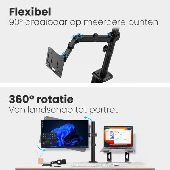 Auronic Monitor Arm - 1 écran - 13 à 32 pouces - réglable - support de moniteur - acier - noir