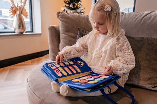 MontiPlay® Montessori Toys - Jouets sensoriels - Tableau d'activités - Tableau d'occupation - Livre d'activités Montessori pour la maison - Educatif - Jouets sensoriels - Bleu