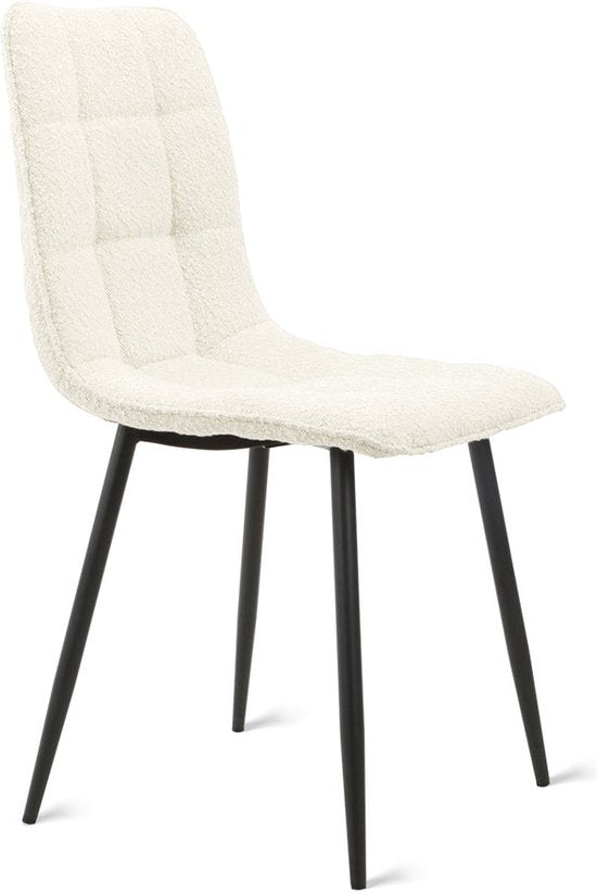 Multifurn - Chaise de salle à manger 'Yerevan' (Bouclé, Ivoire, Lot de 2)