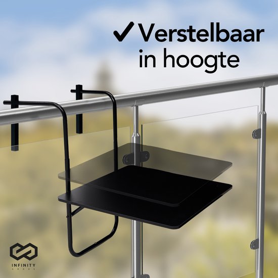 Infinity Goods Table de balcon - pliante - 60 x 60 CM - réglable - suspendue - noire