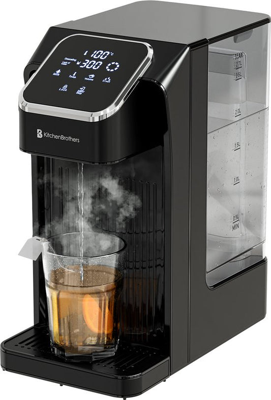 KitchenBrothers Distributeur d'eau chaude - Robinet d'eau chaude - 40-100°C - 100/150/200/250/300/350/400 ml - Bouilloire instantanée - 2.7L - Noir