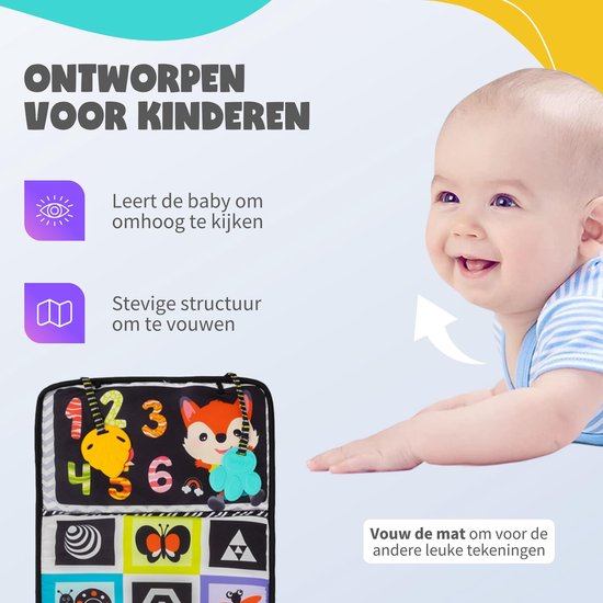 Montiplay® Tummy Time Baby - Kisper Book Baby - Jouet Montessori - Jouet éducatif - Tummy Time - Sensoriel - Playmat