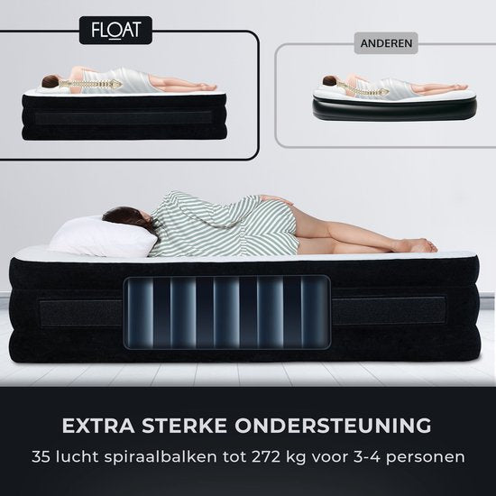 Lit gonflable - FLOAT - 2 personnes - pompe électrique intégrée - gonflage rapide - 152 x 203 x 52 cm - autogonflant - Queen