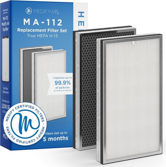 Medify Air MA-112 Replacement Filter - HEPA Filter H13 - 1 Set Replacement with 2 Air Filters - Activated Carbon - Air Purification