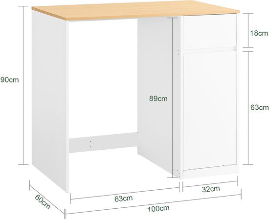 SoBuy Armoire pour lave-linge - armoire de salle de bain avec panier à linge et tiroir, pour lave-linge et sèche-linge, armoire pour lave-linge en bois, blanc, 100 x 60 x 90 cm, BZR217-WN