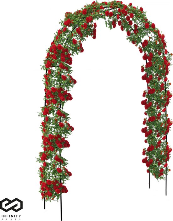 Infinity Goods - Rozenboog - Tuinboog - Rankhulp - Bloemenboog - Voor klimplanten - Metaal - 240 x 140 x 38 cm - Zwart