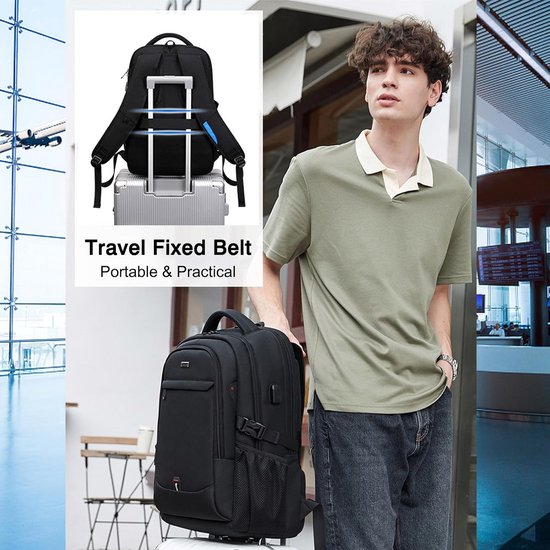 Sac à dos pour ordinateur portable spacieux pour le travail, l'école et les voyages avec port de charge USB