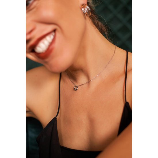 Laura Ferini Collier pour dames Cerchio - Collier en argent avec pendentif - plaqué or blanc 18K - Collier - Collier - Bijoux - Accessoires - Collier pour dames avec pendentif