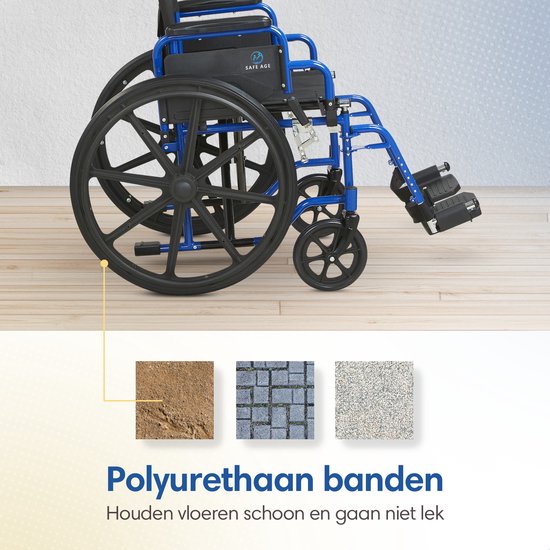 Fauteuil roulant Safelife - léger et pliable avec repose-pieds amovibles - accoudoirs pliables