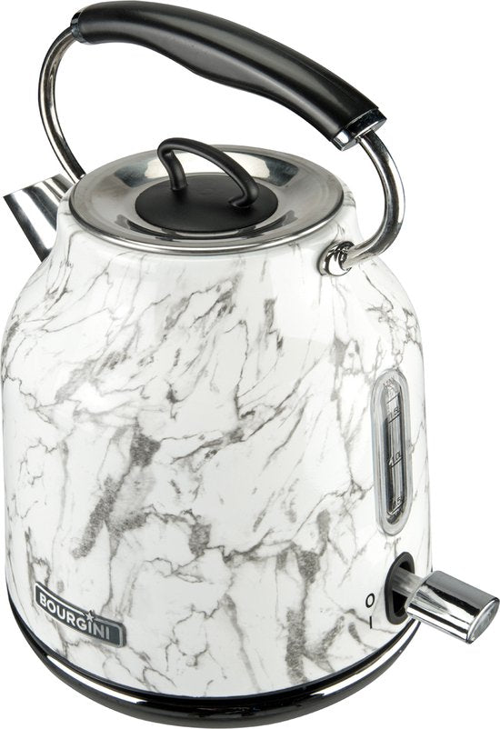 Marble Kettle retro - Impression marbrée - Utilisation sans fil - Métal - Filtre à eau anti-brûlure - Grande capacité de 1,7L pour 8 tasses de thé - Sans BPA