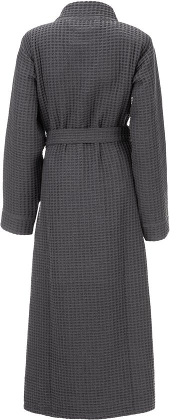 Heckettlane Peignoir gaufré - robe de chambre pour femmes et hommes - L - Manteau du matin en coton - Convient pour le sauna - Gris