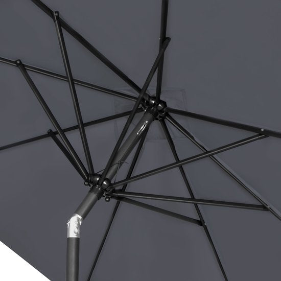 VONROC Premium Parasol à manche Rosolina 280x280cm - Housse de protection incluse - Parasol carré - Inclinable - Toile résistante aux UV - Gris