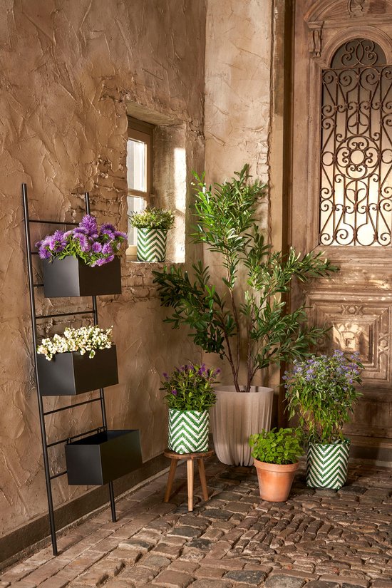 Mica Decorations Porte-plantes Dani pour extérieur - L54 x L20 x H160 cm - Métal - Noir