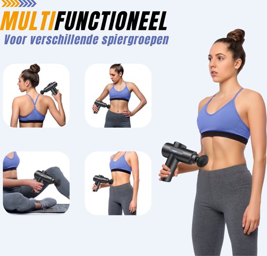 Squago Massage Gun professional - 32 positions - 10 accessoires - Appareil de massage compact - Pistolet de massage - Pistolet de massage