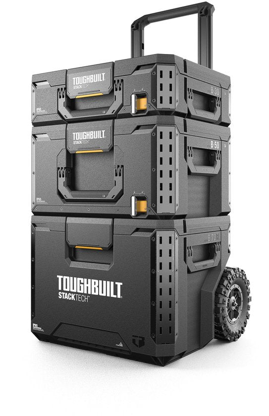 Toughbuilt StackTech Set Tool Box Storage with Wheels 3 pcs ( TB-B1S3-B70R ) IP65 + 2x StackTech Tool Box Black