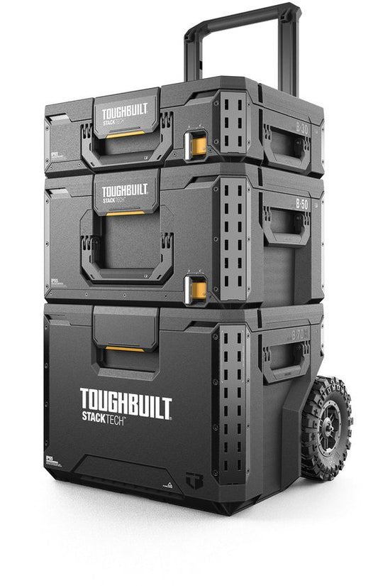 Toughbuilt StackTech Set Tool Box Storage with Wheels 3 pcs ( TB-B1S3-B70R ) IP65 + 2x StackTech Tool Box Black